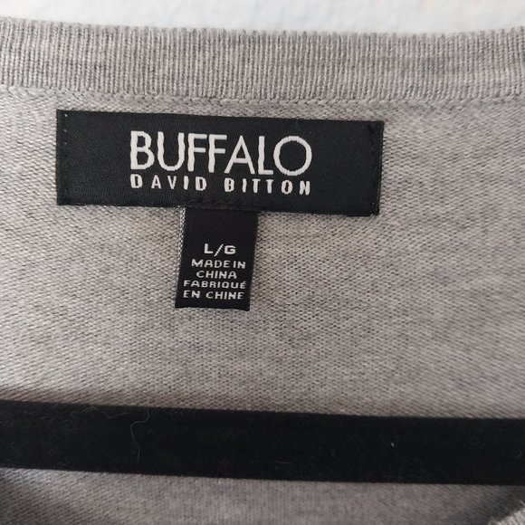 Buffalo David Britton Heather Gray Pointelle Knit Quarter Sleeve Sweater - Picture 3 of 5